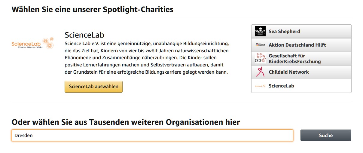 Wählt eine favorisierte Organisation aus. (Foto: Screenshot)