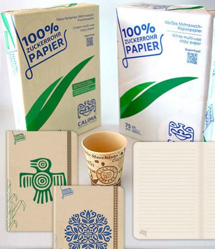 Calima: Papier und Notizbücher aus Zuckerrohr-Abfall